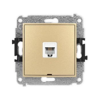 Mechanizm gniazda telefonicznego pojedynczego 1xRJ11, 4-stykowy, beznarzędziowe, bez pola opisowego Karlik seria MINI 29MGTBO-1 kolor złoty