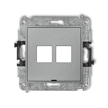 Mechanizm gniazda multimedialnego podwójnego bez modułu, bez pola opisowego standard Keystone Karlik seria ICON 7IGMBO-2P kolor srebrny metalik