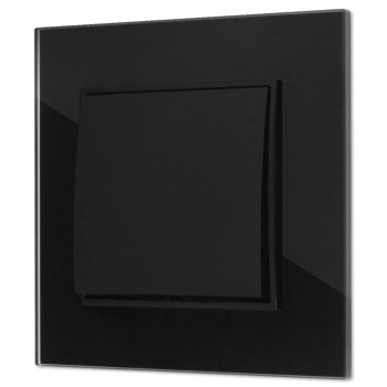 Włącznik pojedynczy z ramką kwadratową efekt szkła seria ICON kolor czarny