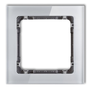 Ramka uniwersalna pojedyncza - efekt szkła ramka: szara; spód: grafitowy Karlik seria DECO 15-11-DRS-1 kolor szary