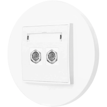 Gniazdo antenowe 2x z ramką okrągłą seria MINI kolor biały