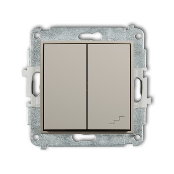 Mechanizm łącznika jednobiegunowego ze schodowym wspólne zasilanie Karlik seria MINI 60MWP-10.1 kolor taupe