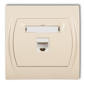 Gniazdo komputerowe pojedyncze 1xRJ45, kat. 5e, 8-stykowy Karlik seria LOGO 1LGK-1 kolor beżowy