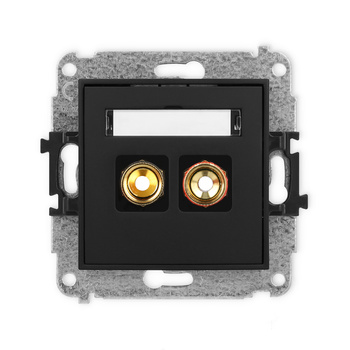 Mechanizm gniazda głośnikowego pojedynczego typu banan - czerwony i czarny, pozłacany, 4 mm2, skręcany Karlik seria ICON 12IGG-4 kolor czarny mat