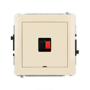 Mechanizm gniazda głośnikowego pojedynczego, bez pola opisowego Karlik seria DECO 1DGGBO-1 kolor beżowy