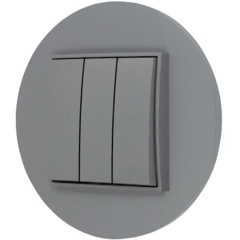 Włącznik potrójny z ramką okrągłą seria MINI kolor szary mat