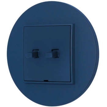 Włącznik podwójny w stylu USA ramka okrągła seria Mini kolor navy blue