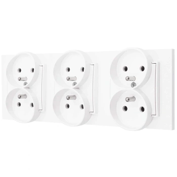 Trzy gniazda podwójne z ramką prostą seria MINI kolor biały mat