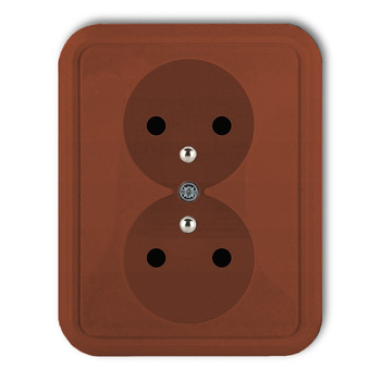 Gniazdo podwójne z uziemieniem 2x2P+Z Karlik seria LIZA 4GPT-2z kolor brązowy