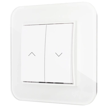 Włącznik roletowy z blokadą z ramką zaokrągloną efekt szkła seria ICON kolor biały