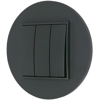 Włącznik potrójny z ramką okrągłą seria MINI kolor grafitowy mat