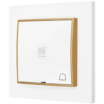 Włącznik dzwonkowy w stylu USA ramka kwadratowa seria Mini kolor biały mat/złoty