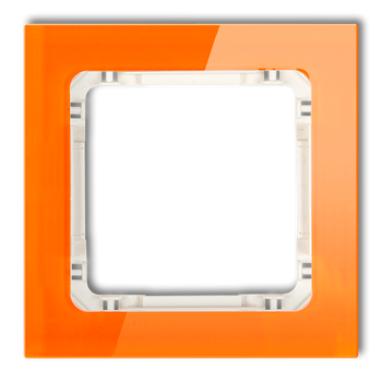 Ramka uniwersalna pojedyncza - efekt szkła ramka: pomarańczowa; spód: beżowy Karlik seria DECO 13-1-DRS-1 kolor pomarańczowy