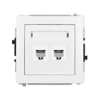 Mechanizm gniazda telefonicznego podwójnego 2xRJ11, 4-stykowy, beznarzędziowe Karlik seria DECO DGT-2 kolor biały