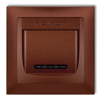 Łącznik hotelowy z ramką uniwersalną pojedynczą z tworzywa DECO Soft Karlik seria DECO 9DSHSO-1 kolor brązowy metalik