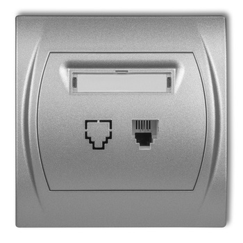 Gniazdo telefoniczne pojedyncze 1xRJ11, 4-stykowy Karlik seria LOGO 7LGT-1 kolor srebrny metalik