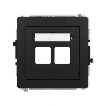 Mechanizm gniazda multimedialnego podwójnego bez modułu standard Keystone Karlik seria DECO 12DGM-2P kolor czarny mat