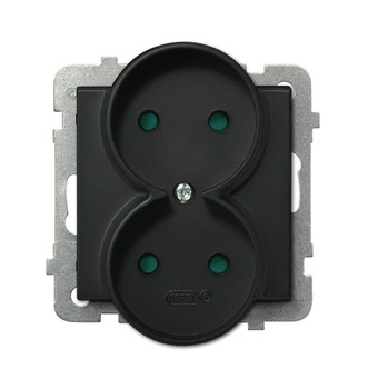 Gniazdo podwójne moduł bez ramki seria SONATA kolor Czarny metalik symbol GP-2RR/m/33