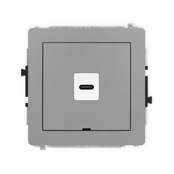 Mechanizm gniazda pojedynczego 1xUSB C-C, bez pola opisowego Karlik seria DECO 27DGUSBBO-7 kolor szary mat
