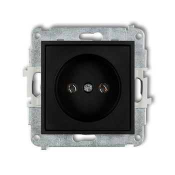 Mechanizm gniazda pojedynczego bez uziemienia 2P bez przesłon torów prądowych Karlik seria ICON 12IGP-1 kolor czarny mat