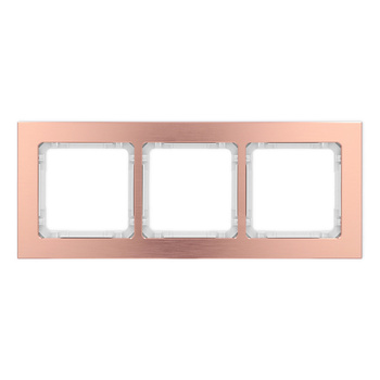Ramka uniwersalna potrójna - aluminium szczotkowane ramka: kolor miedziany; spód: biały Karlik seria DECO 9-0-DRA-3 kolor miedziany