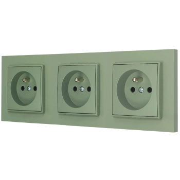 Trzy gniazda pojedyncze z ramką prostą seria MINI kolor szałwiowy