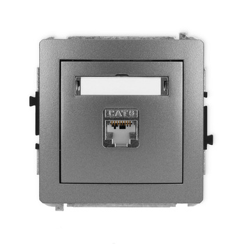 Mechanizm gniazda komputerowego pojedynczego 1xRJ45, kat. 5e, ekranowany, 8-stykowy Karlik seria DECO 11DGK-1e kolor grafitowy