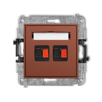 Mechanizm gniazda głośnikowego podwójnego Karlik seria ICON 63IGG-2 kolor terakota