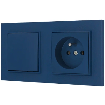 Włącznik pojedynczy z gniazdem pojedynczym z ramką kwadratową seria MINI kolor navy blue