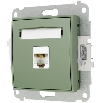 Mechanizm gniazda komputerowego pojedynczego 1xRJ45, kat. 5e, 8-stykowy Karlik seria MINI 61MGK-1 kolor szałwiowy