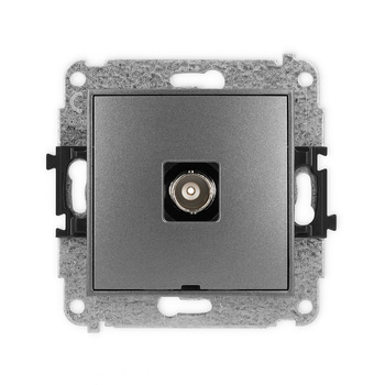 Mechanizm gniazda pojedynczego BNC, bez pola opisowego Karlik seria ICON 11IGBNCBO-1 kolor grafitowy