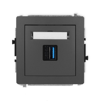 Mechanizm gniazda pojedynczego USB A-A 3.0 Karlik seria DECO 28DGUSB-5 kolor grafitowy mat