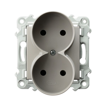 Gniazdo podwójne moduł bez ramki seria SZAFIR kolor Kaszmirowy beż symbol GP-2ZR/m/83