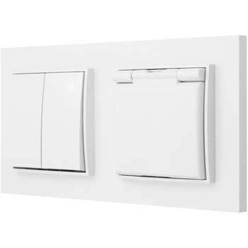 Włącznik z gniazdkiem hermetycznym kolor biały 21