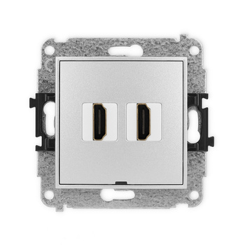 Mechanizm gniazda podwójnego HDMI 2.0, 4K, bez pola opisowego Karlik seria ICON 7IHDMIBO-4 kolor srebrny metalik