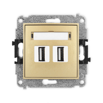 Mechanizm gniazda podwójnego 2xUSB A-A 2.0 Karlik seria ICON 29IGUSB-2 kolor złoty