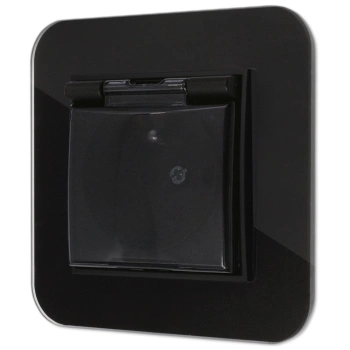 Gniazdo hermetyczne z ramką zaokrągloną efekt szkła seria ICON kolor czarny