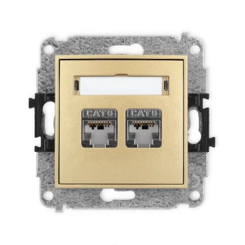 Mechanizm gniazda komputerowego podwójnego 2xRJ45, kat. 6, ekranowany, 8-stykowy Karlik seria MINI 29MGK-6 kolor złoty