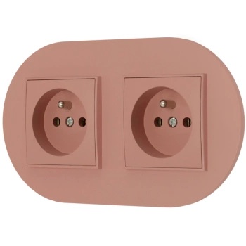 Dwa gniazda pojedyncze z ramką okrągłą seria MINI kolor łososiowy