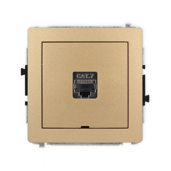 Mechanizm gniazda komputerowego pojedynczego 1xRJ45, kat. 7, ekranowany, 8-stykowy, bez pola opisowego Karlik seria DECO 8DGKBO-9 kolor złoty metalik