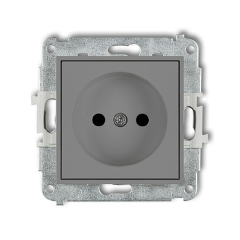 Mechanizm gniazda pojedynczego bez uziemienia 2P z przesłonami torów Karlik seria ICON 27IGP-1p kolor szary mat