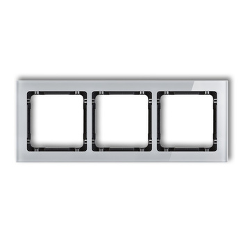 Ramka uniwersalna potrójna - efekt szkła ramka: szara; spód: czarny Karlik seria DECO 15-12-DRS-3 kolor szary