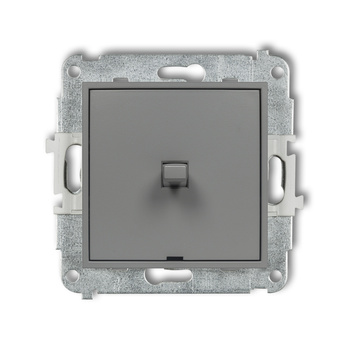 Mechanizm łącznika zwiernego, jednobiegunowego w stylu amerykańskim bez piktogramu Karlik seria ICON 27IWPUS-4.1 kolor szary mat