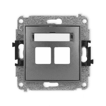 Mechanizm gniazda multimedialnego podwójnego bez modułu standard Keystone Karlik seria ICON 11IGM-2P kolor grafitowy