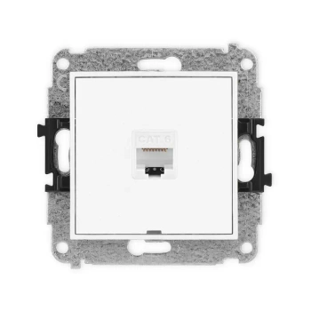 Mechanizm gniazda komputerowego pojedynczego 1xRJ45, kat. 6, 8-stykowy, bez pola opisowego Karlik seria MINI MGKBO-3 kolor biały