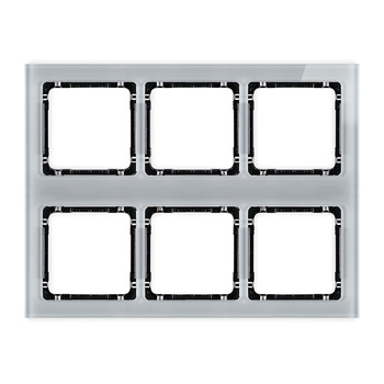 Ramka modułowa 6 krotna 3 poziom, 2 pion - efekt szkła ramka szara; spód czarny Karlik seria DECO 15-12-DRSM-3x2 kolor szary