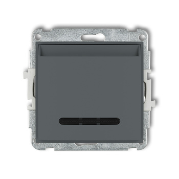 Mechanizm łącznika hotelowego pojedynczego podświetlenie niebieskie Karlik seria ICON 28ISH-1.2 kolor grafitowy mat