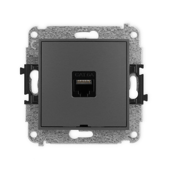 Mechanizm gniazda komputerowego pojedynczego 1xRJ45, kat. 6A, 8-stykowy, bez pola opisowego Karlik seria ICON 28IGKBO-7 kolor grafitowy mat