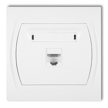 Gniazdo komputerowe pojedyncze 1xRJ45, kat. 5e, 8-stykowy Karlik seria LOGO LGK-1 kolor biały