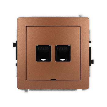 Mechanizm gniazda komputerowego podwójnego 2xRJ45, kat. 5e, 8-stykowy, bez pola opisowego Karlik seria DECO 9DGKBO-2 kolor brązowy metalik